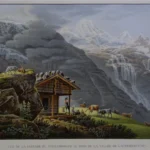 Mathias Gabriel Lory fils: Wasserfall Schmadribach im Lauterbrunnental, kolorierte Aquatinta 1825