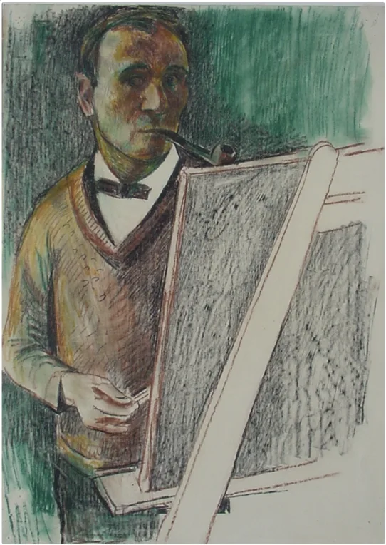 Werner Neuhaus: Selbstbild in Pastellkreide, um 1932