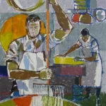 Druckgrafik "Der Käser" von Hugo Wetli, 1956